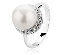 Nenalina, Ring Muschelkern-Perle Kristalle 925 Silber in silber, Schmuck für Damen Gr. 54 mm