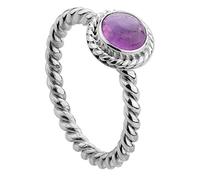 Nenalina Damen Ring Silberring besetzt mit 6 mm violetten Amethyst Edelstein, handgearbeitet aus 925 Sterling Silber, Gr. 56-212999-015-56