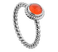 Nenalina Damen Ring Silberring besetzt mit 6 mm orangem Karneol Edelstein, handgearbeitet aus 925 Sterling Silber, Gr. 58-212999-008-58