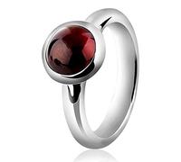 Fingerring NENALINA "Granat Cabochon Edelstein Rund Rot 925 Silber" Gr. 56, silber, Fingerringe, Damen, 56mm,mit Steinen, Silber 925 (Sterlingsilber), 3mm, Fingerring (54281406-56) silber
