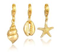 Nenalina Charm 3er Set Seestern Muschel Strand Meer 925 Silber Charms & Kettenanhänger Anhänger Produkte (1.0 pieces)