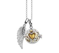 Nenalina Silber Halskette mit Engelsflüsterer Anhänger inkl. Klangkugel und Engel Flügel Anhänger | Damen Collier mit Schmuck- und Kettenanhänger | Länge 80cm | 925 Sterling Silber| EFS-016