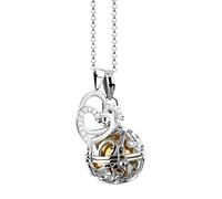 Nenalina Silber Halskette mit Engelsflüsterer Anhänger inkl. Klangkugel und Herz Charm Anhänger | Damen Collier mit Schmuck- und Charmanhänger | Länge 80cm | 925 Sterling Silber| EFS-038