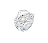 Nenalina, Ring Verknotet Gewoben Süßwasserperlen 925 Silber in silber, Schmuck für Damen Gr. 58 mm