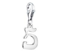 Nenalina Zahl 5 Geburtstag Karabiner Charm Anhänger für Bettelarmband aus 925 Sterling Silber 713260-000