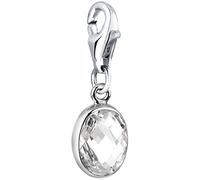 Charm-Einhänger NENALINA "Zirkonia Oval Anhänger Klassisch 925 Silber" Charms Gr. mit Steinen, silberfarben (silber, weiß) Damen (88788008-0) silber, weiß