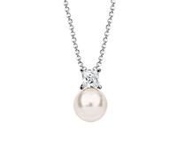 Perlenkette NENALINA "Zirkonia Synthetische Perle 925 Silber" Gr. 45, silber, Halsketten, Damen, 45, ohne Stein, Silber 925 (Sterlingsilber), L: 45, Perlenkette (51543360-45) silber