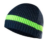 NEO Herren Strick-Mütze, 50% Wolle und 50% Acryl, Kopfbedeckung in Einheitsgröße, lichtreflektierend, mit einem Kontraststreifen, wärmend, hautfreundlich und pflegeleicht