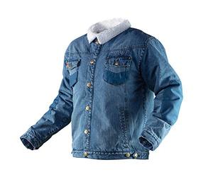 NEO TOOLS Herren Jeansjacke Denim in Gr. S-XXXL, langarm, gefüttert, mit durchgehender Knopfleiste, Kunstpelzkragen, 100% Baumwolle, Futter 100% Polyester, Verstärkungen aus 100% Oxford