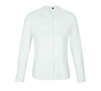 NEOBLU Damen Bluse Langarm Business verdeckte Knopfleiste Mandarinkragen Weiss XXL