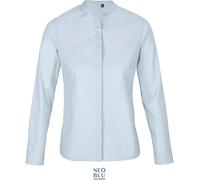 NEOBLU Damen Popeline Bluse mit Maokragen langarm Bart Women
