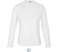 NEOBLU Damen Popeline Bluse mit Maokragen langarm Bart Women optic white 3XL