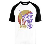 Neon Genesis Evangelion Retro Vintage Weißes Baseball T-Shirt Kurze Ärmel Unisex White Baseball Tee