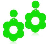 Neon Ohrringe Damen Acryl Blumenohrringe Vintage 80er 90er Jahre Party Blumen Ohrringe Mädchen Blumen Halloween Weihnachten Creolen Kostümparty Schmuck 70er 80er Jahre Partyzubehör (Grün)