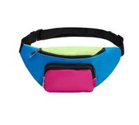 Neon Retro 80er Jahre Bauchtasche für Damen Herren Kinder Gürteltaschen 80er Jahre Zubehör 90er Jahre Kostüme für Frauen Party Reise Festival Vintage Rave-Zubehör Übergröße Gürteltasche, Blaue