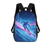 Neon Ski Night Adventure-1 17inch Schulrucksack, 3D-gedruckt, Kinderrucksack, Modisch, Lässig, Ideal Für Reisen Und Schulkinder