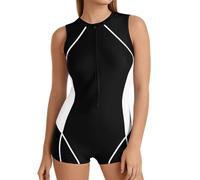 Neopren Badeanzug Damen Einteiler Sport Hydrasuit Bauchweg Uv Schutz Neoprenanzug Swimsuit Zip Schnell Trocknender Surfanzug Strandbekleidung Rashguard-Sets Bademode Strandmode A