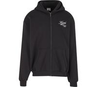Neopren-Hoodie KARL KANI "Karl Kani Cursive Varsity Oversized Zip Hoodie", Herren, Gr. M, schwarz, 65% Baumwolle, 35% Polyester, mehrfarbig, oversize, ohne Ausschnitt, Pullover (20306860-M) schwarz