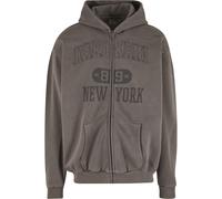 Neopren-Hoodie KARL KANI "Karl Kani Heritage 89 Oversized Zip Hoodie", Herren, Gr. L, grau (schwarz braun), 70% Baumwolle, 30% Polyester, mehrfarbig, oversize, ohne Ausschnitt, Pullover (86199623-L) s