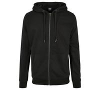 Neopren-Hoodie URBAN CLASSICS "Urban Classics Herren Basic Terry Zip Hoody", Herren, Gr. L, schwarz, 65% Baumwolle, 35% Polyester, unifarben, Rundhals, Pullover (48174344-L) schwarz