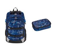 neoxx Schulrucksack Set ACTIVE Pro & DUNK Schlamperbox Next Level - Schulrucksack ab Klasse 5 mit 26 L Volumen, Organizer, Geheimfach & großem Federmäppchen mit 26 Stifteschlaufen