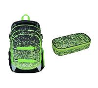 neoxx Schulrucksack Set ACTIVE Pro & Jump Schlamperbox Pixel in my Mind - Schulrucksack ab Klasse 5 mit 26 L Volumen, 3 Fächern, Organizer & Federmäppchen aus recycelten PET-Flaschen