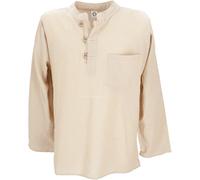 Nepal Fischerhemd, Goa Hippie Hemd, Yogahemd, Freizeithemd, beige, M