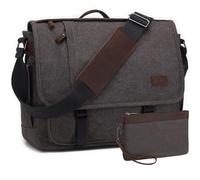 Nerlion Messenger-Tasche für Herren, 43,2 - 43,9 cm (17 - 17,3 Zoll), Leinen, wasserabweisend, Computertasche, Schultertasche, Aktentasche, Büchertasche für College, Grau