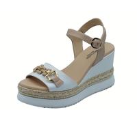 Nero Giardini E513552D Loira Weiß Armenia Puder Damen-Sandalen aus Leder mit hohem Keilabsatz, Puder, 38 EU