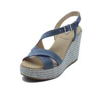 Nero Giardini E616020D Velour Farbe Avio Sandalen für Damen aus blauem Wildleder mit hohem Keilabsatz, Avio, 38 EU