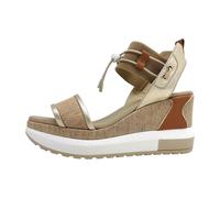 Keilsandalette NERO GIARDINI "Nero Giardini Sandalen Leder/Textil", Damen, Gr. 36, beige, gold, Leder, Textil, Schuhe (71476744-36) beige, gold
