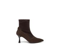 High-Heel-Stiefelette NERO GIARDINI "Nero Giardini Stiefelette Veloursleder/Lederimitat", Damen, Gr. 40, dunkelbraun, Lacklederimitat, Veloursleder, Schuhe (73058904-40) dunkelbraun