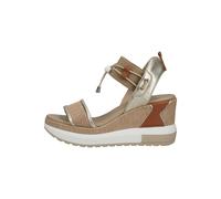 Keilsandalette NERO GIARDINI "Nero Giardini Sandalen Leder/Textil", Damen, Gr. 38, beige, gold, Leder, Textil, Schuhe (71476744-38) beige, gold