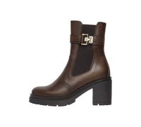 High-Heel-Stiefelette NERO GIARDINI "Nero Giardini Stiefelette Leder/Textil", Damen, Gr. 38, braun (dunkelbraun), Leder, Textil, Schuhe (40772132-38) dunkelbraun