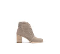 Nero Giardini E512710D Velour Farbe Creta Stiefeletten für Damen aus Nubuk mit mittlerem Absatz und Reißverschluss, beige, 38 EU