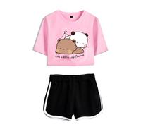 Nesthome Anime Bubu Dud Sleep T-Shirts und Kurze Hose Set Crop Top und Shorts 2pcs für Damen Mädchen