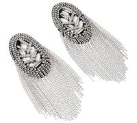 NESTINGHO Fransen Schulterklappen 1 Paar Silber Modische Quasten Epaulette für Damen Herren Stoff Metall Zinklegierung Elegante Kleidungs Deko im Bastel Nähzubehör