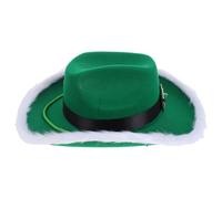 NESTINGHO Grüner Cowboyhut mit Schleife und Fransen, Verstellbar für Partys | St Patrick's Day Grüner Look, Stoff mit Kinnband, für Männer, Kostümzubehör, Foto und Feier