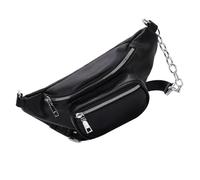 NESTINGHO Modische Pu Leder Umhängetasche Damen mit Doppelter Taschenfunktion und Praktischem Design Stylische Bauchtasche für Alltag und Freizeit in Schwarz