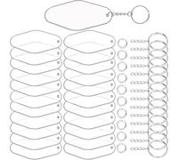 NESTINGHO Transparente Acryl Schlüsselanhänger Identifizierbare und Dekorative Schlüsselringe 30 Stück zum Selbermachen für Selbstgemacht und