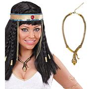 NET TOYS Ägyptische Schlangen Halskette, Cleopatra Kette, Antike Pharao Schlangenkette, Collier Königskette, Kostüm Accessoire, Damen, Zink