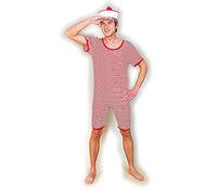 NET TOYS Retro Badeanzug rot-weiß Herrenbadeanzug Geringelt M 50/52 Ringelbadeanzug gestreift Männerbadeanzug Nostalgie Zirkus Herrenkostüm Gewichtheber 20er 30er Jahre Kostüm