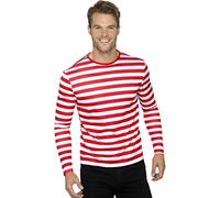 NET TOYS Ringelshirt rot-weiß gestreiftes Shirt für Männer M (48/50) Piratenshirt Geringelt Clownshirt Herren