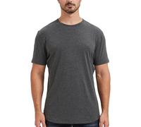 netdraw Herren-T-Shirt, ultraweich, Bambusviskose, geschwungener Saum, leicht, kühlend, kurz/langärmelig, lässig, Basic-T-Shirt, dunkelgrau (Dark Heather Grey), L