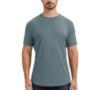 netdraw Herren-T-Shirt, ultraweich, Bambusviskose, geschwungener Saum, leicht, kühlend, kurz/langärmelig, lässig, Basic-T-Shirt, Tiefer Salbei, L
