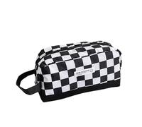 NETFEN Schwarz und Weiß Kariert Rennen Federmäppchen Pencil case mit grossem Fassungsvermögen, Mädchen Schachbrettmuster Kosmetiktasche für Schul- und Büromaterial für Studentin Mädchen Erwachsener