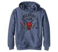 Netflix Kinder Stranger Things Hellfire Cut Youth Pullover Hoodie, Marineblau meliert, L