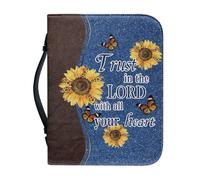 NETILGEN Bibelhülle für Damen und Herren, PU-Leder, mit Reißverschluss und Griff, Motiv: "Trust in The Lord with All Your Heart", Bibelschrift, Schutz