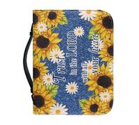 NETILGEN Bibelhüllen aus Leder mit Aufschrift "Trust in The Lord with All Your Heart", Bibelbuch-Tragetaschen für Damen und Herren, Schrifthülle, Kirchentasche, Schutz mit Griff