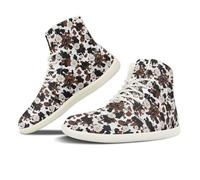 NETILGEN Breiter High-Top-Barfuß-Sneaker aus Rindsleder mit Daisy-Muster, Knöchelstütze und Zero-Drop-Sohle, Lauf- und Joggingschuhe für draußen